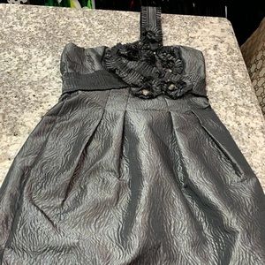 BCBG one shoulder with flower dress with pockets